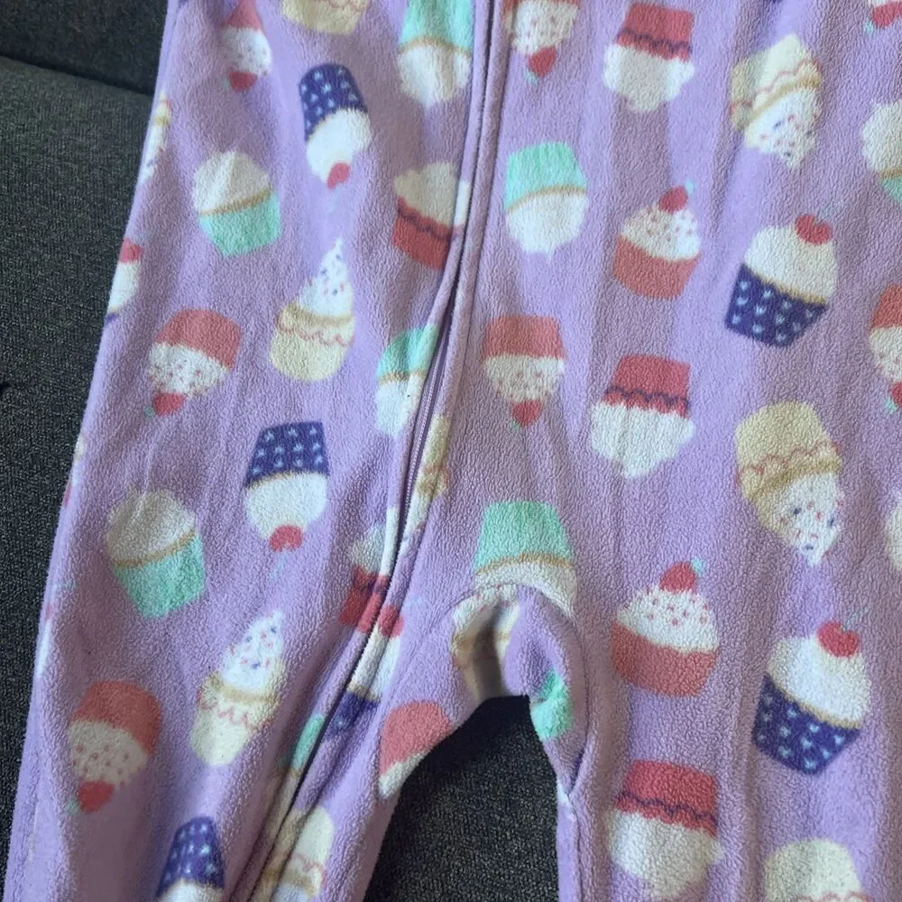 * CARTERS Purple‎ Cupcake Print Fleece Blanket Sleeper Girls 18 months
